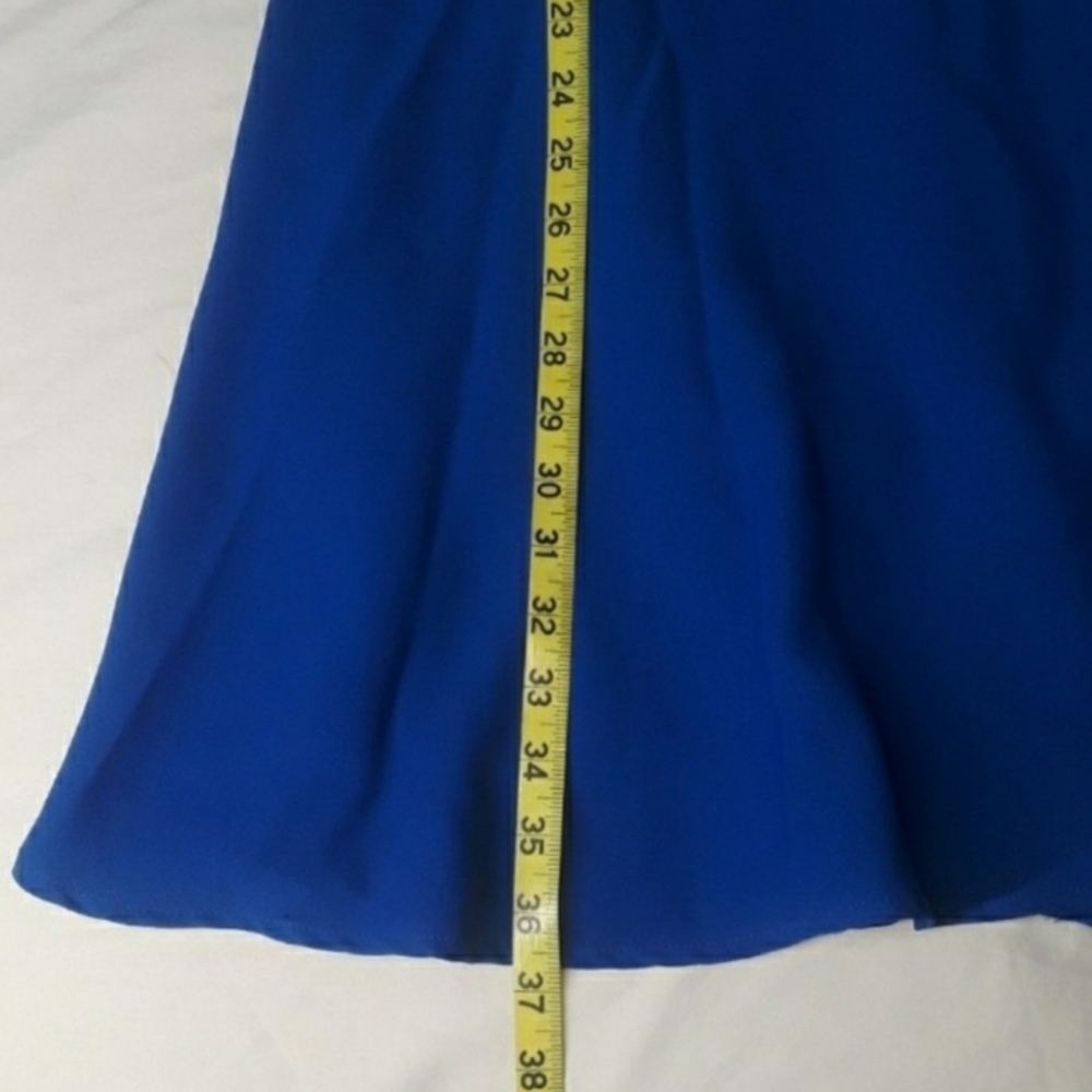 19 COOPER Crepe Skater Sleeveless Fit & Flare Dress Cobalt Blue Large NWT - Picture 9 of 9
